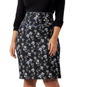 Nanette Lepore Floral Yoke Cotton Blend Pencil Skirt- Sz. 4